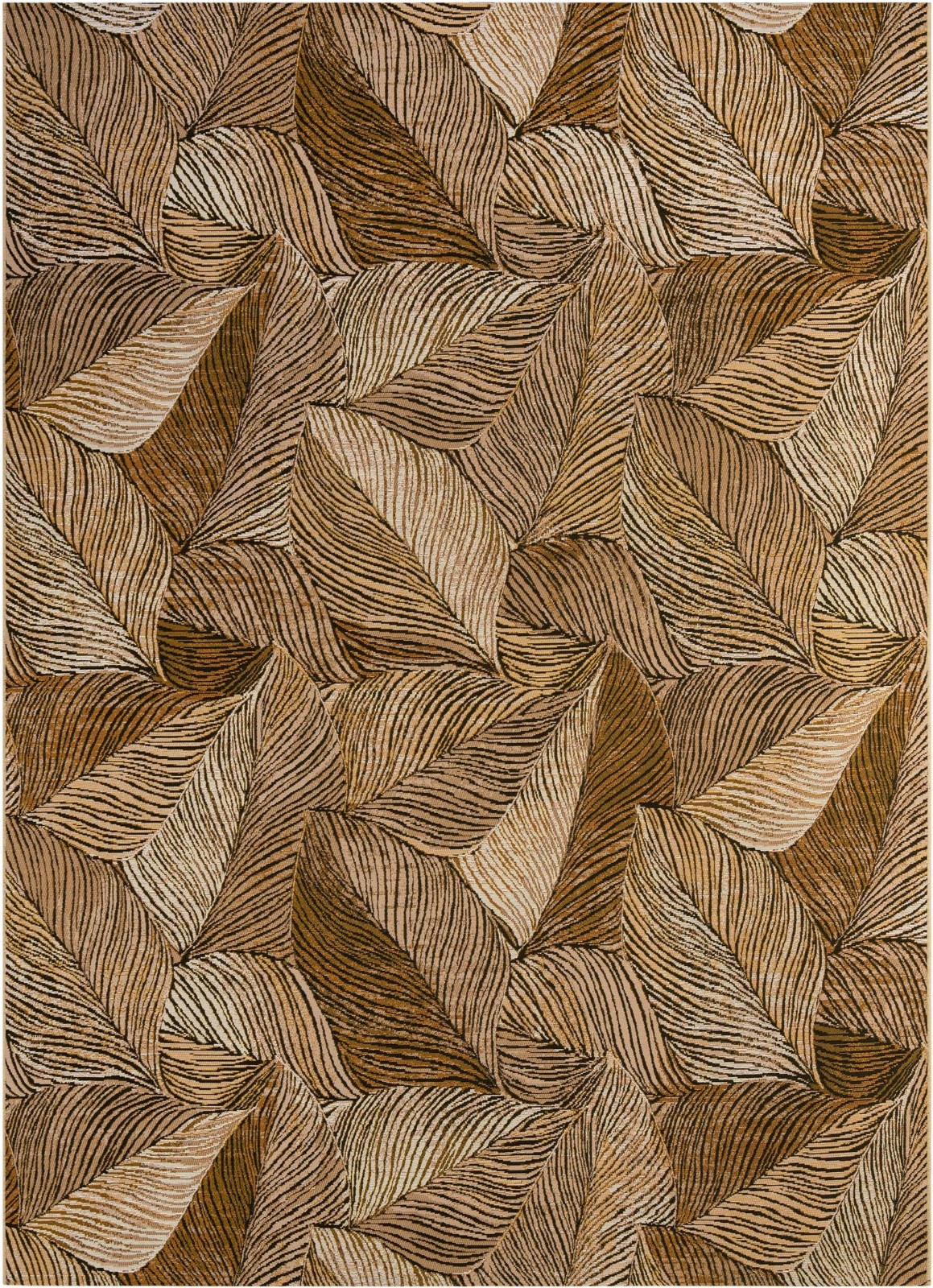 8' x 11' Trowell · Leaf pattern Outdoor Rug, brown and beige