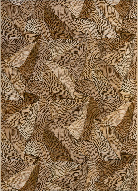 8' x 11' Trowell · Leaf pattern Outdoor Rug, brown and beige