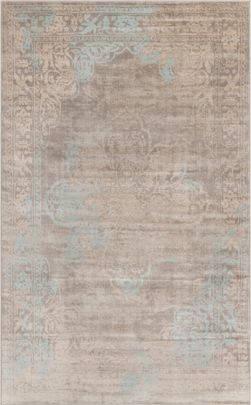 Roscoe · Distressed traditional rug, gray and teal