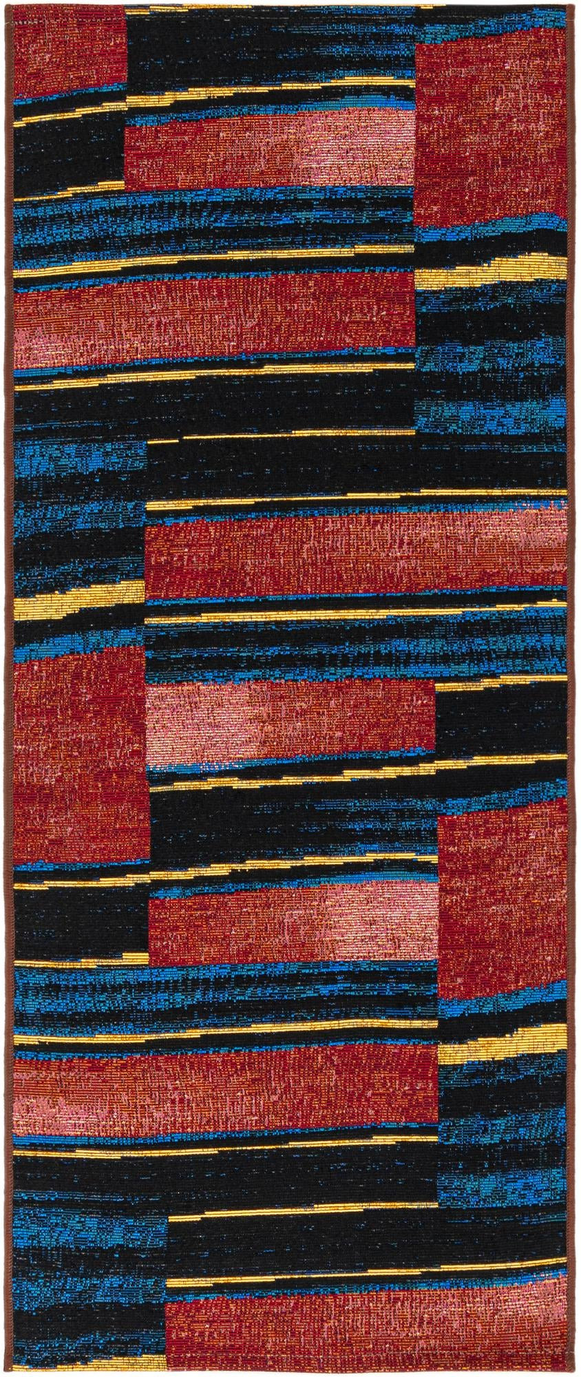 2' x 5' Conley · Abstract striped Outdoor Rug, red and black