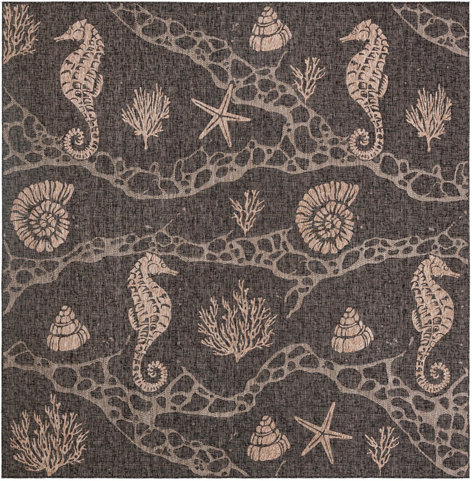 10' x 10' Daly · Pictoral Outdoor Rug, black