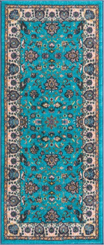 2' 2 x 5' Bluebell · Persian floral rug, aqua and beige