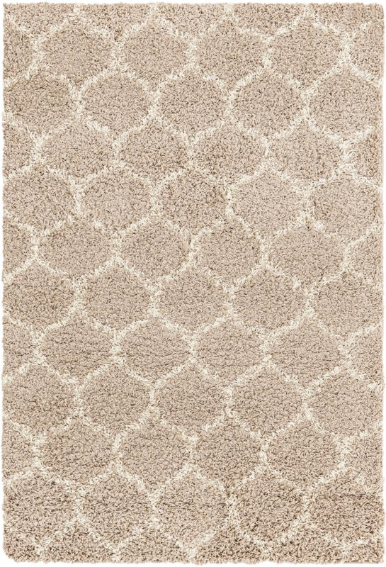 Barnett · Lattice Shag Rug, light brown and ivory