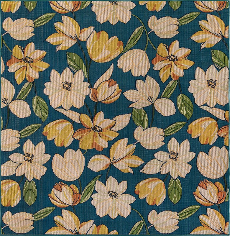Lyndon · Floral / botanical Outdoor Rug, blue