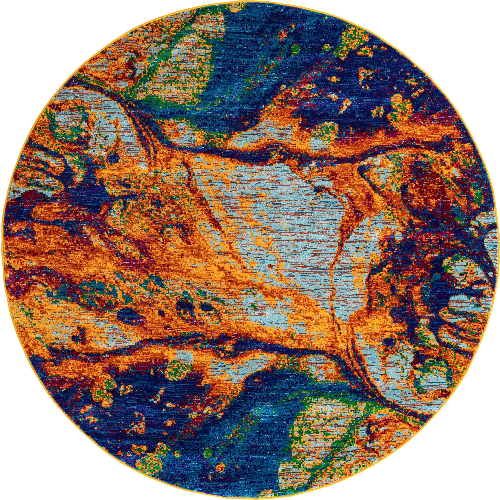 7' 10 x 7' 10 Sonoma · Abstract rug, blue and orange