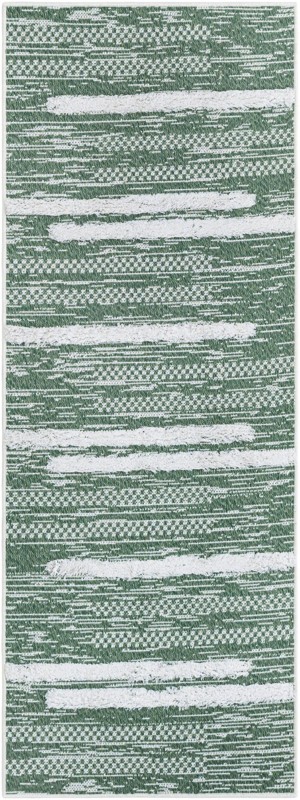 2' 3 x 6' Hornsby · Abstract striped rug, green and ivory