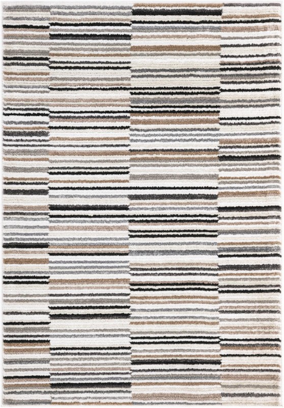 4' x 6' Campbell · Striped geometric rug, beige and gray