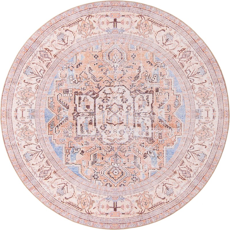7' 7 x 7' 7 Boone · Medallion Washable Rug, blue and beige
