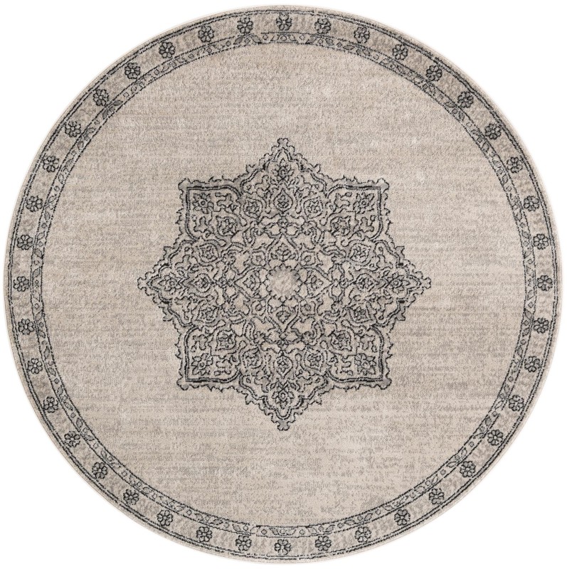 Wade · Medallion rug, ivory and gray
