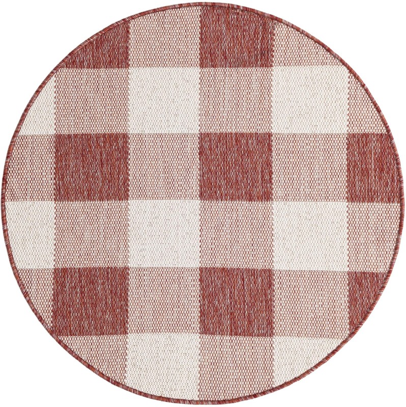3' x 3' Ramona · Checkered Outdoor Rug, red