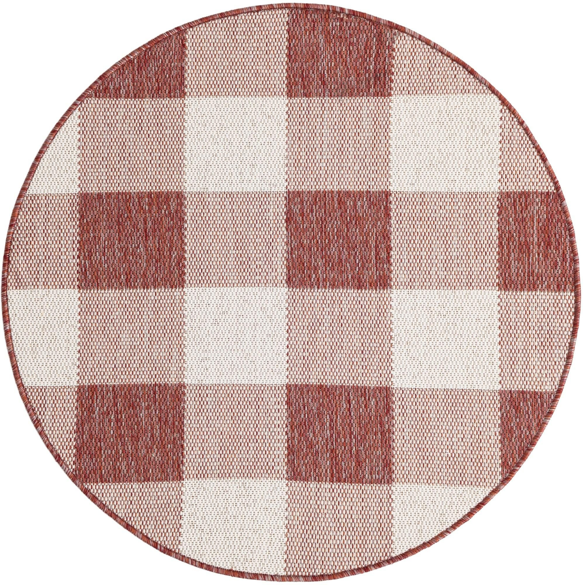 3' x 3' Ramona · Checkered Outdoor Rug, red