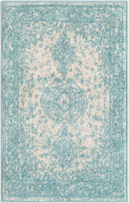 2' x 3' Eudora · Border rug, aqua