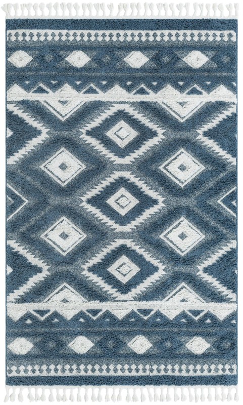 5' 3 x 8' Bernard · Border rug, blue