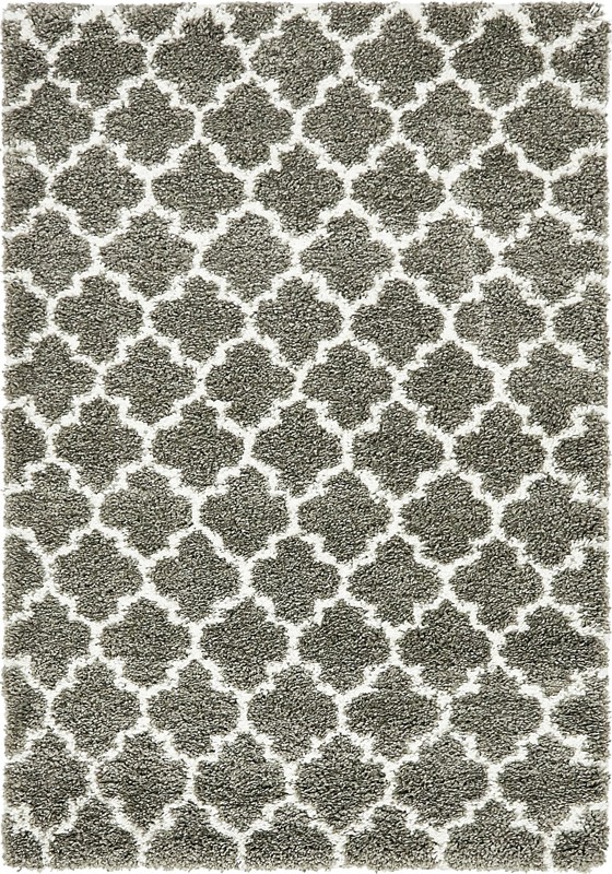 Jameson · Lattice shag rug, gray and ivory