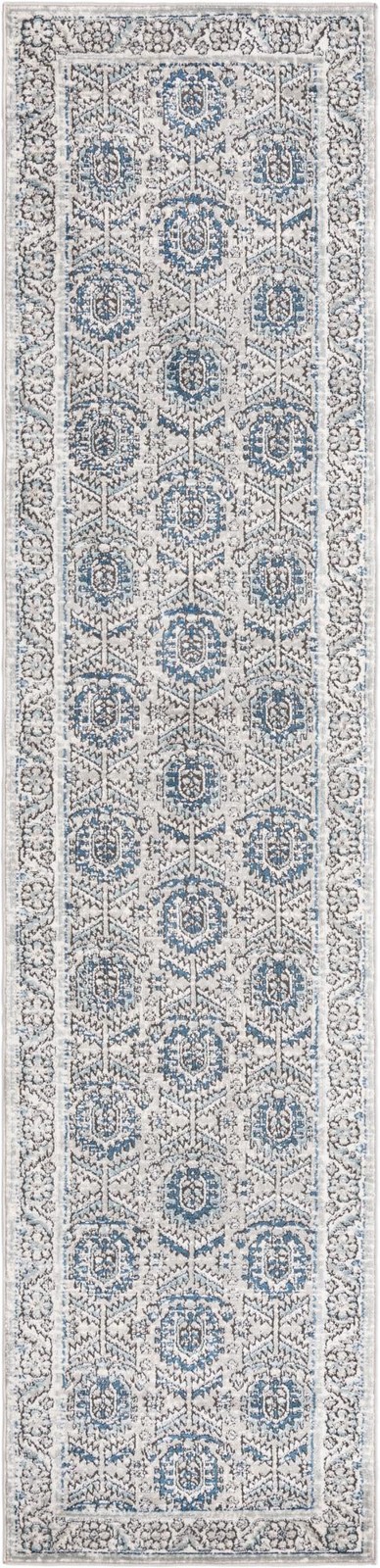 2' 7 x 12' Bozeman · Tribal medallion rug, gray and blue