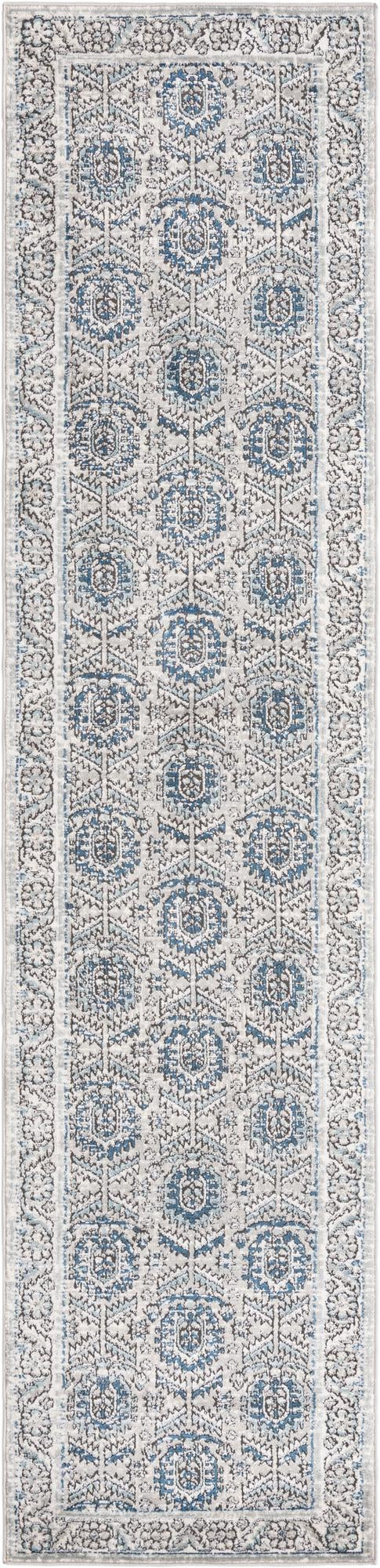 2' 7 x 12' Bozeman · Tribal medallion rug, gray and blue