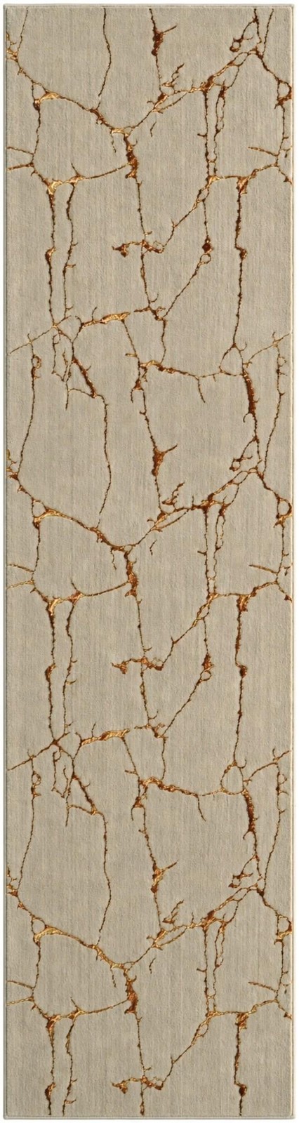 2' 7 x 10' Ravenhill · Abstract rug, white and gold