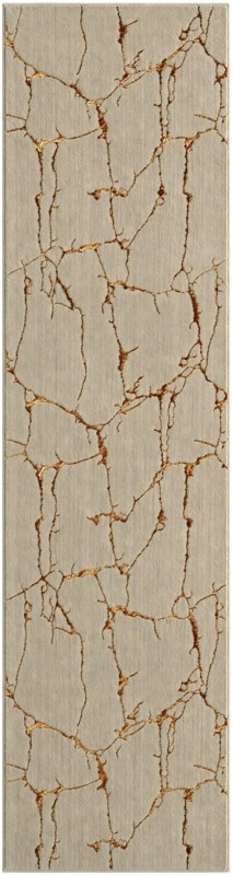 2' 7 x 10' Ravenhill · Abstract rug, white and gold