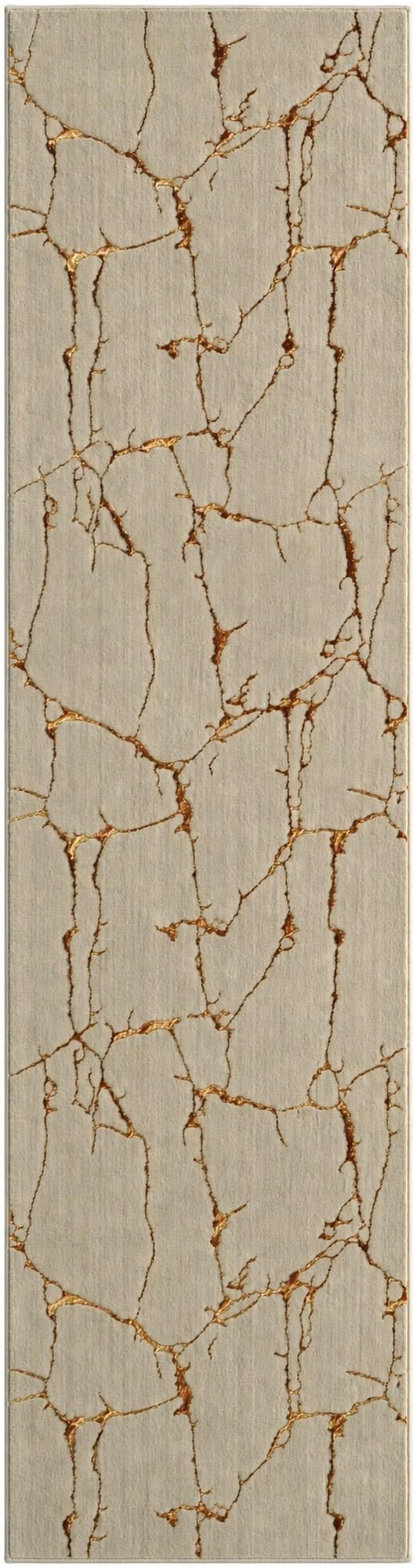 2' 7 x 10' Ravenhill · Abstract rug, white and gold
