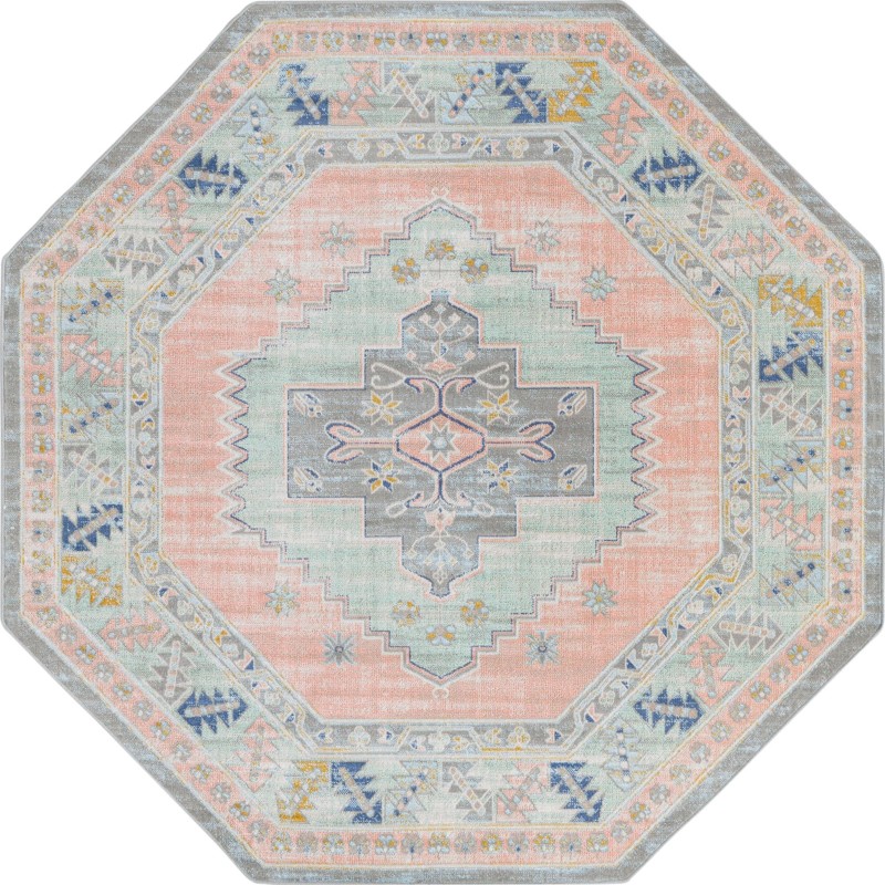 7' x 7' Ligonier · Border rug, powder pink