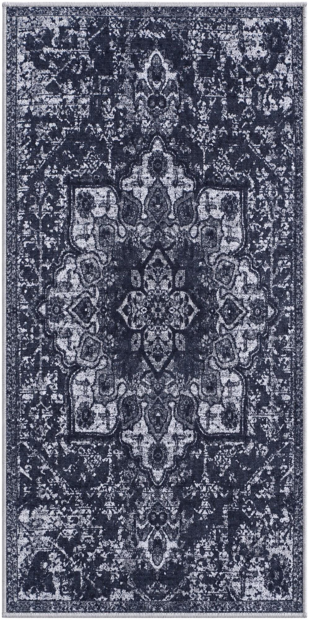 2' x 4' Rideout · Distressed medallion rug, charcoal and gray