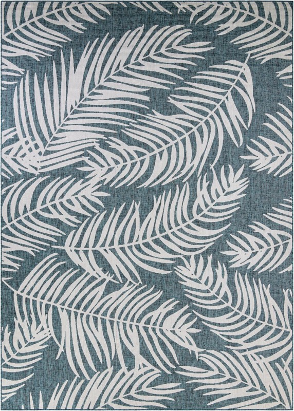 10' x 14' Moody · Floral / botanical Outdoor Rug, teal