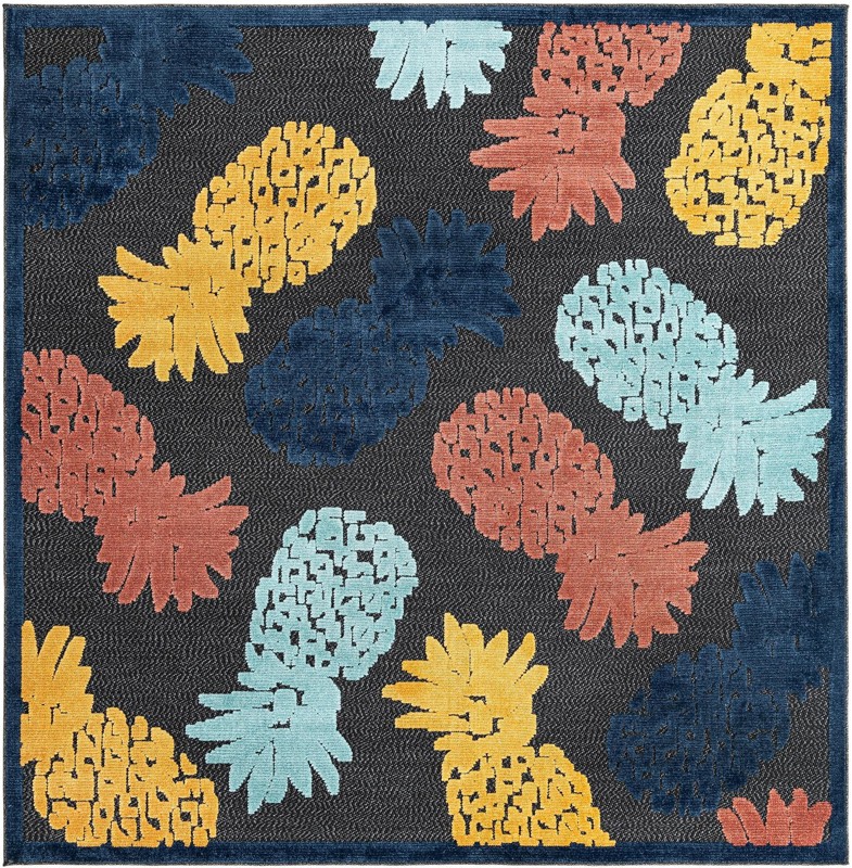7' 10 x 7' 10 Ewell · Border Outdoor Rug, black