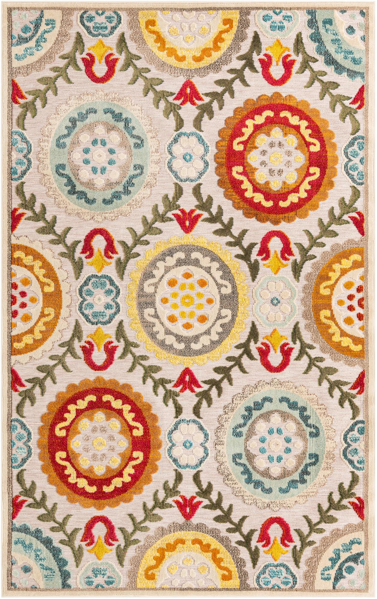 6' x 9' Quincy · Geometric Outdoor Rug, ivory beige