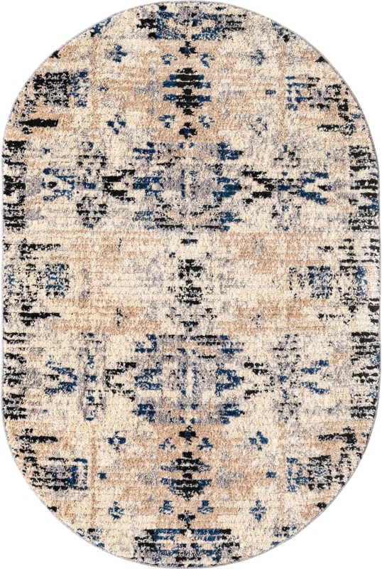 Littleton · Tribal medallion rug, ivory and blue