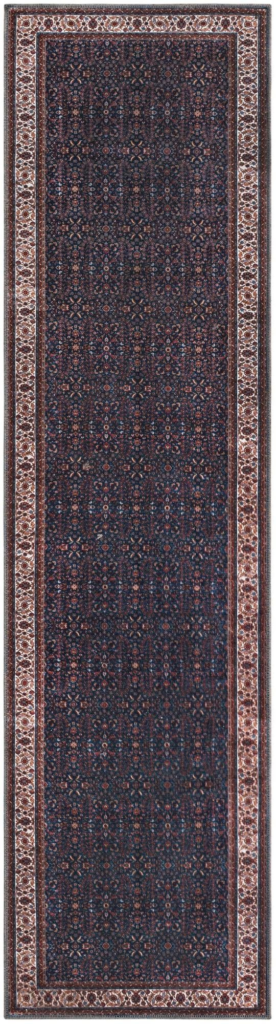2' 7 x 10' Langley · Border rug, antique navy blue
