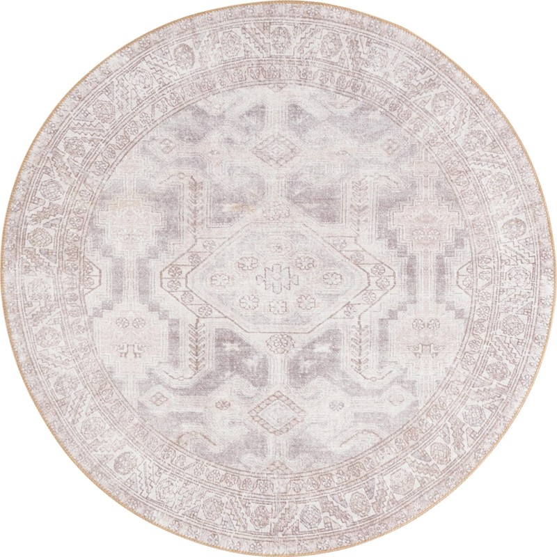 Walford · Faded medallion Washable Rug, gray and beige