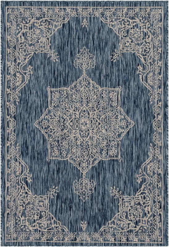 4' x 6' Rhys · Border Outdoor Rug, blue