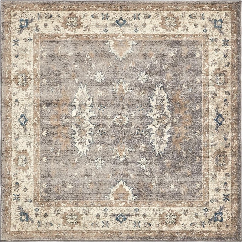 Leland · Medallion rug, gray and beige