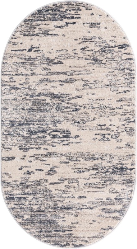 Ochre · Abstract rug, navy and ivory