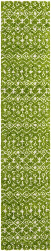3' 3 x 16' 5 Bayley · Diamond Shag Rug, green