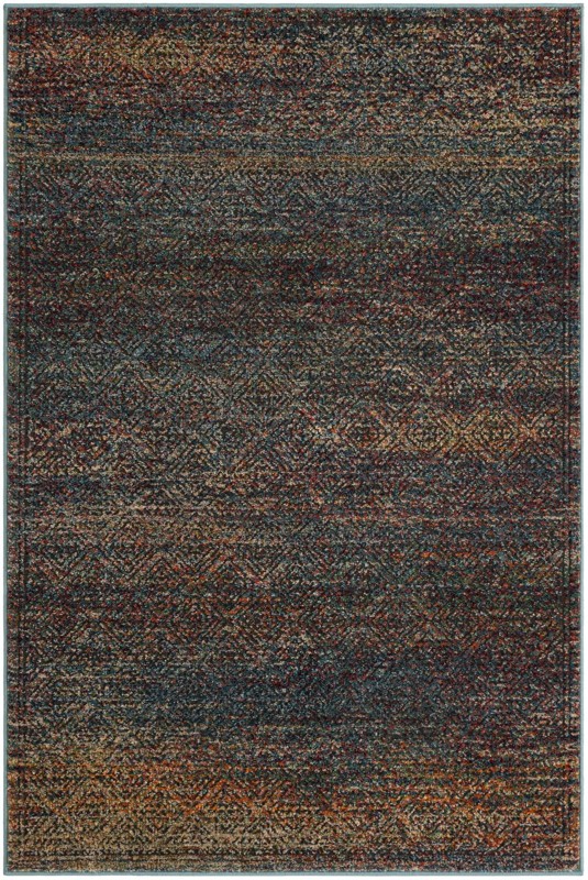 4' x 6' Killian · Diamond border rug, multicolor and blue
