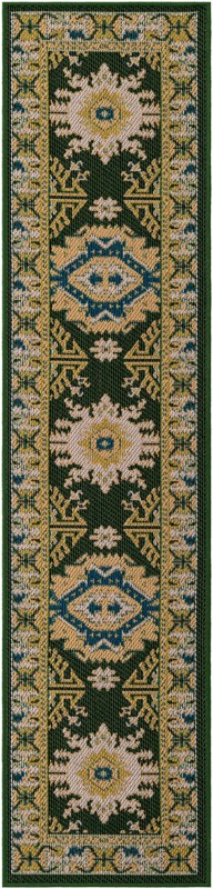 2' x 8' Waxwing · Border Outdoor Rug, green