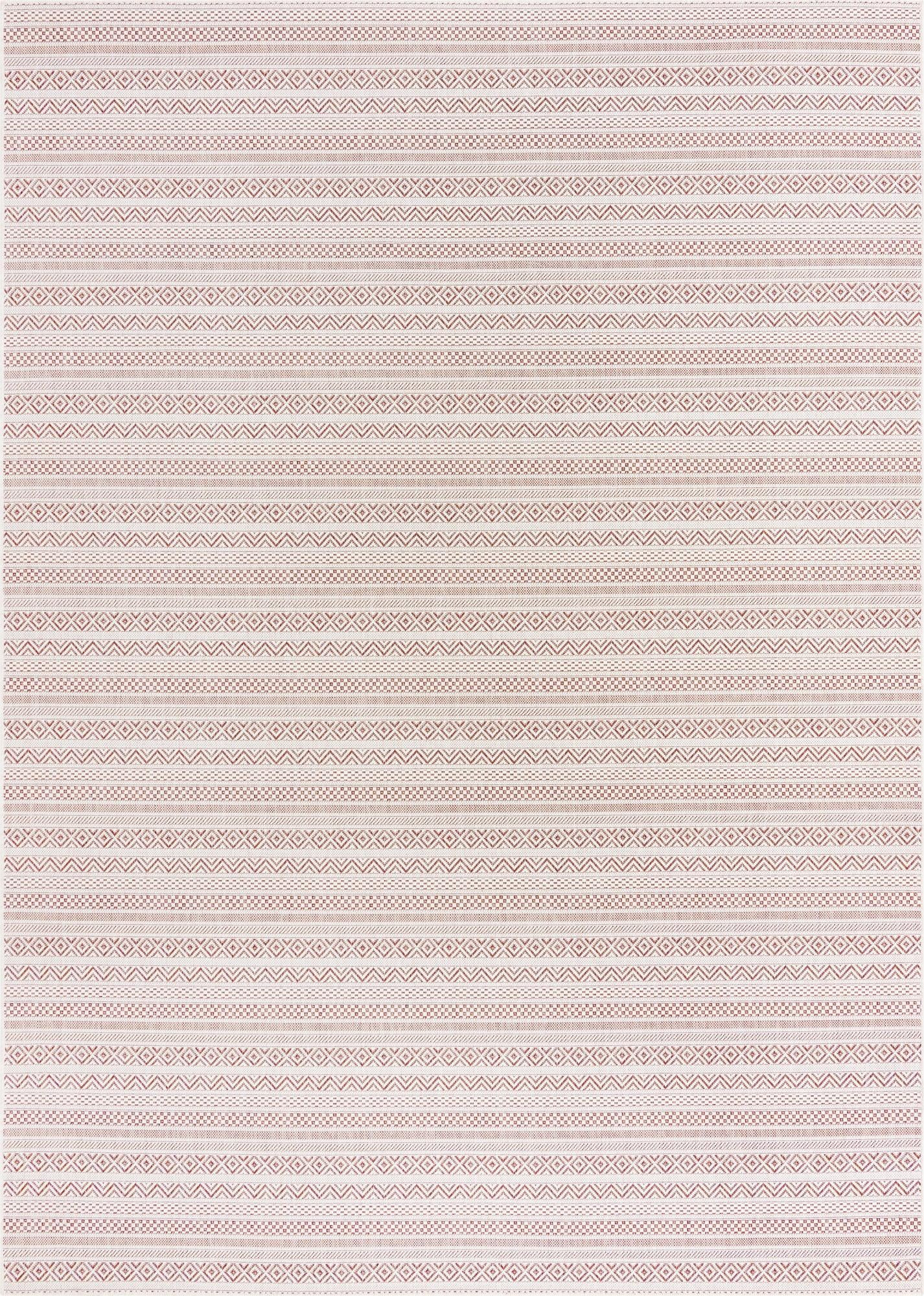 7' 10 x 11' Merlin · Geometric Outdoor Rug, red
