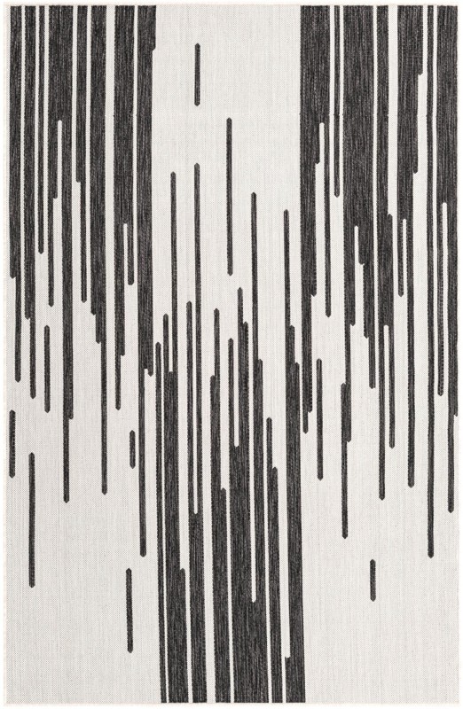 5' 3 x 8' Copse · Abstract Outdoor Rug, black and white
