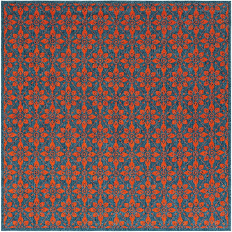7' 10 x 7' 10 Selwyn · Border Outdoor Rug, blue and red