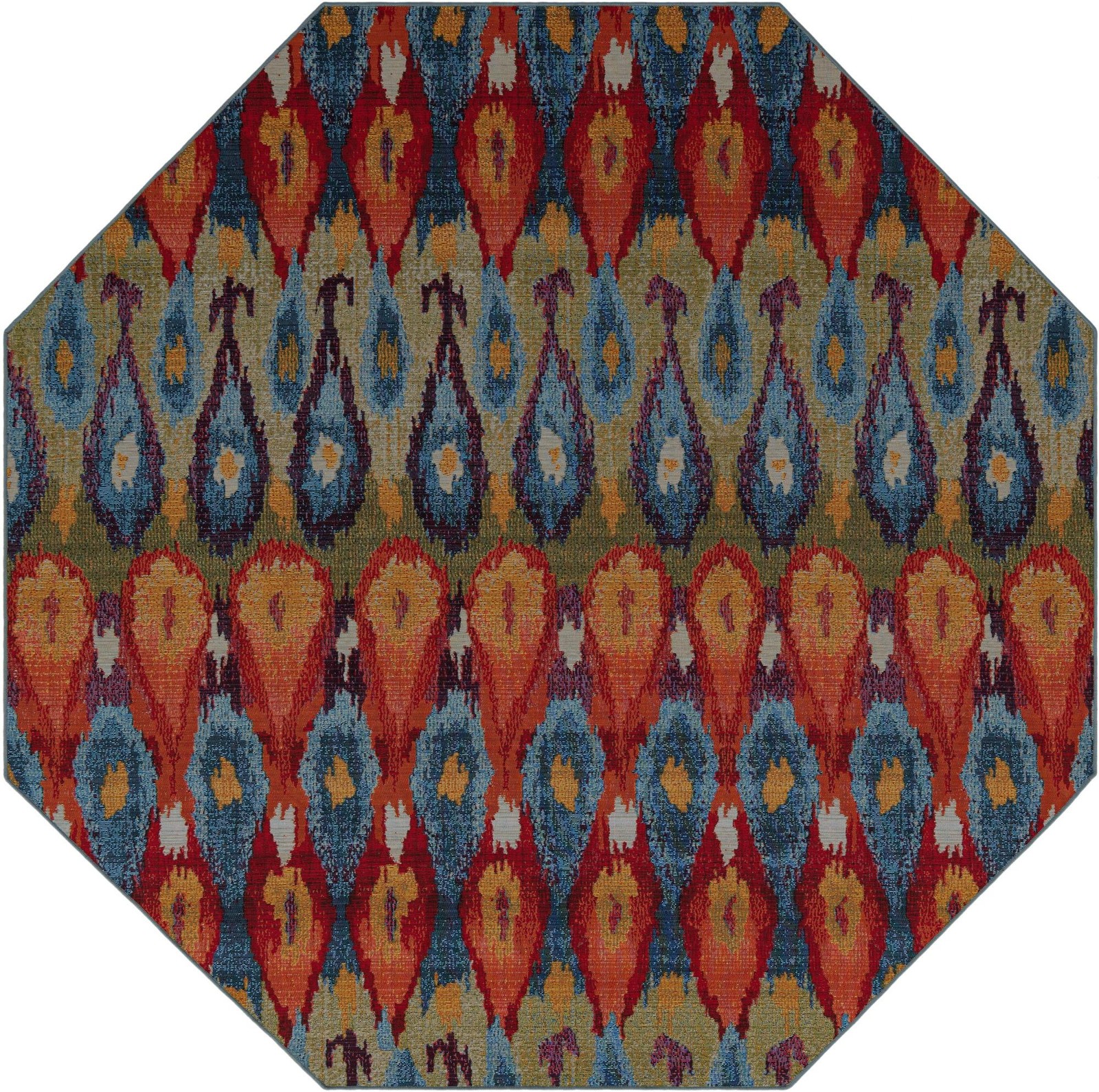 7' 10 x 7' 10 Lomax · Ikat teardrop Outdoor Rug, multi