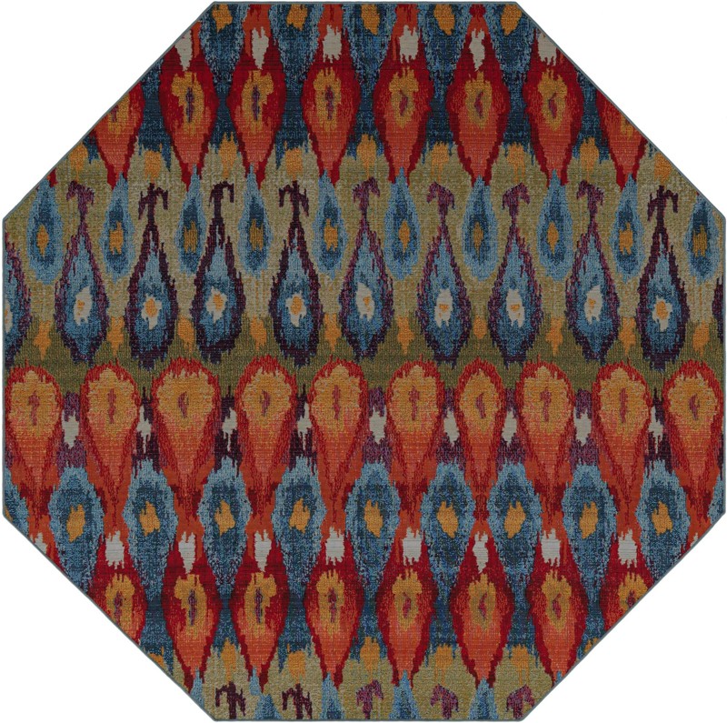 7' 10 x 7' 10 Lomax · Ikat teardrop Outdoor Rug, multi