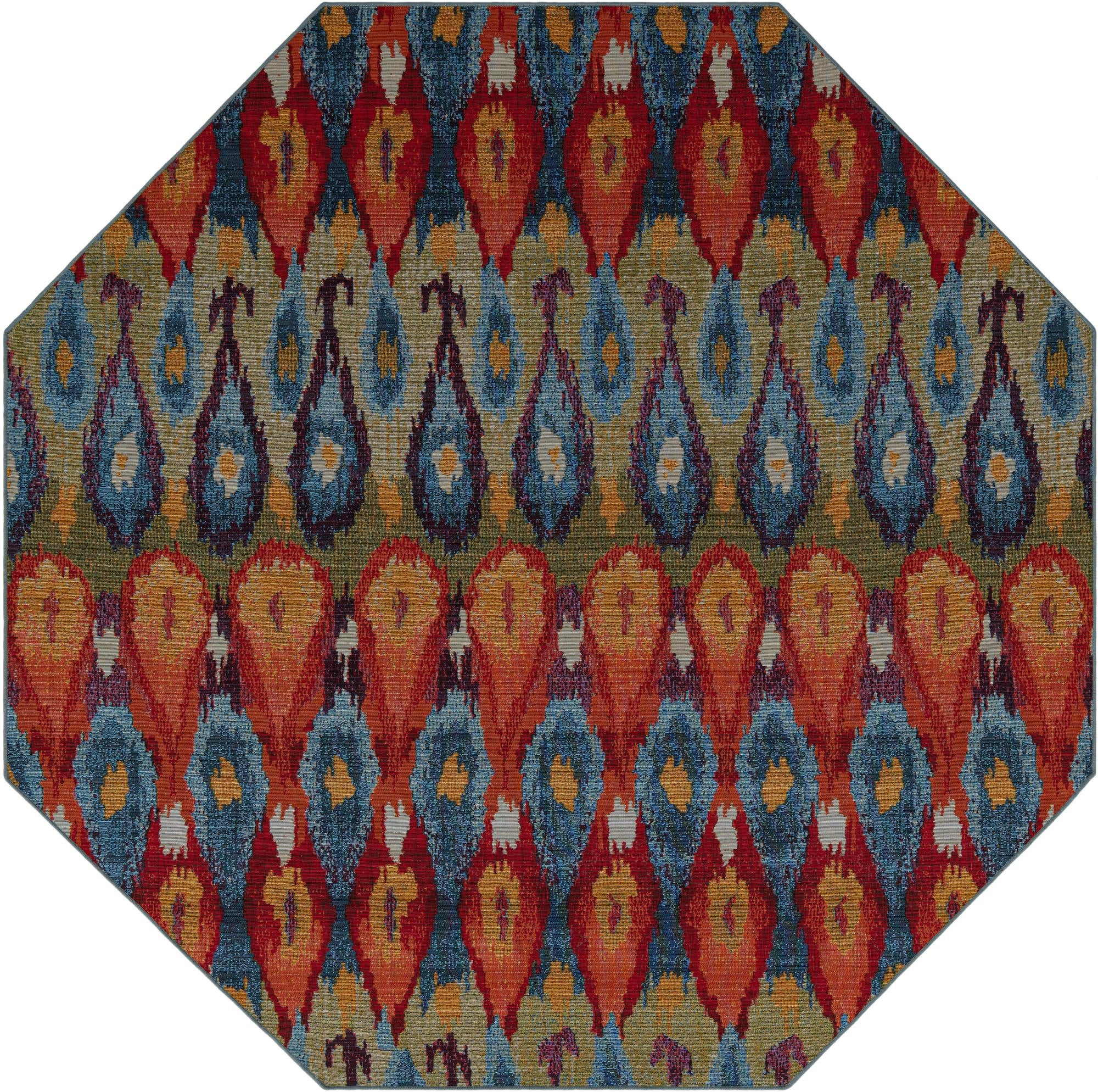7' 10 x 7' 10 Lomax · Ikat teardrop Outdoor Rug, multi