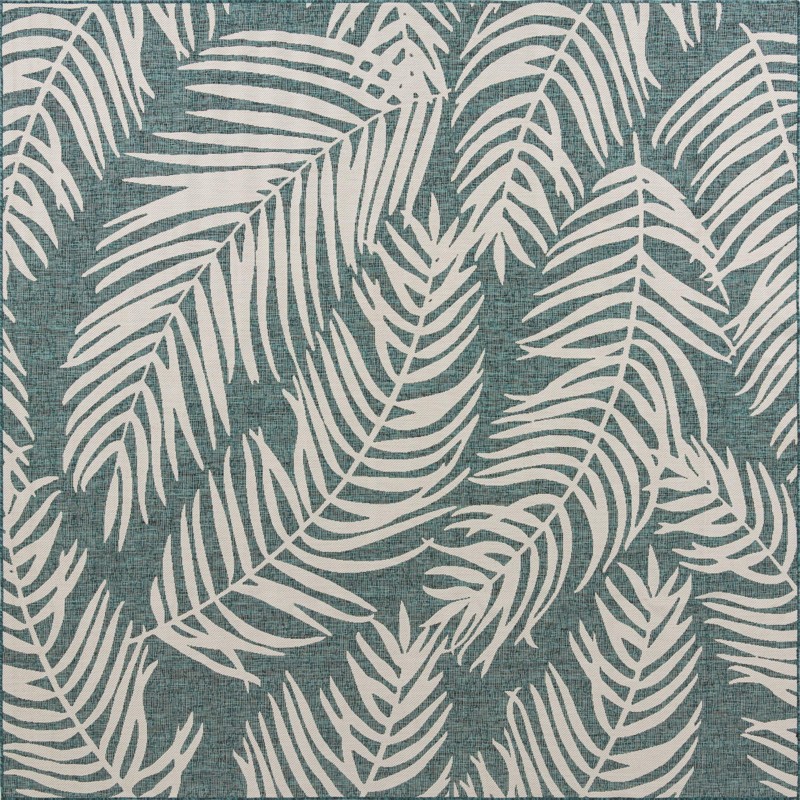 10' 8 x 10' 8 Moody · Floral / botanical Outdoor Rug, teal