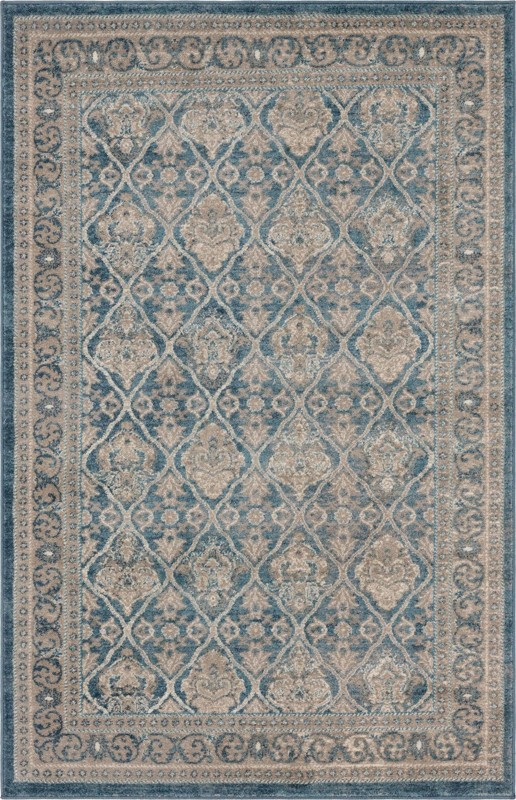 Swanson · Lattice medallion rug, blue and gray
