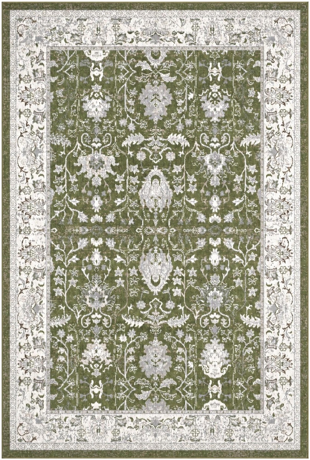 6' x 9' Sandys · Border Washable Rug, green