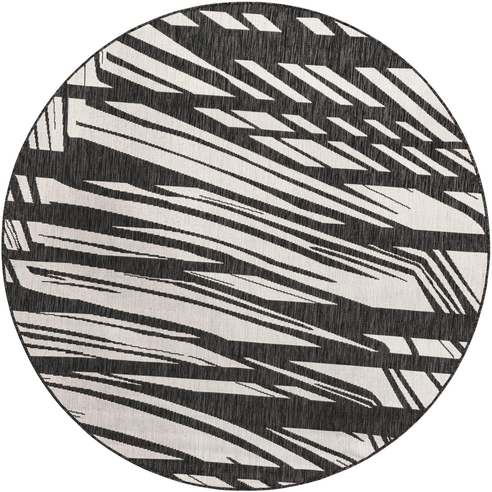 6' 1 x 6' 1 Frasier · Abstract geometric Outdoor Rug, black and white