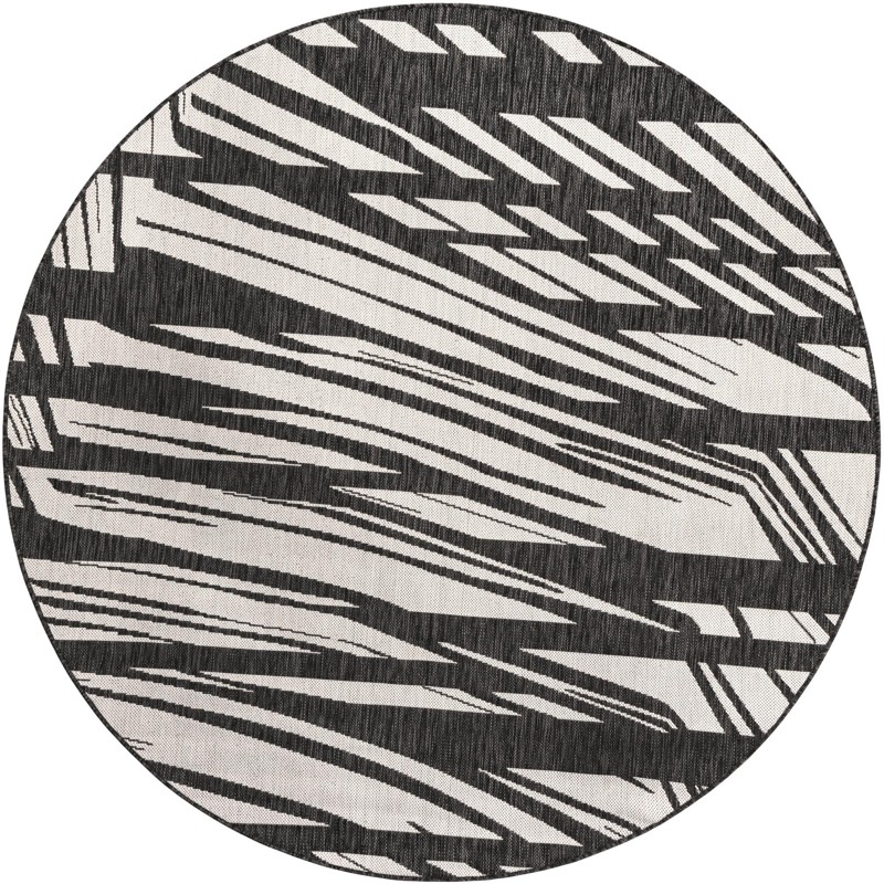 6' 1 x 6' 1 Frasier · Abstract geometric Outdoor Rug, black and white