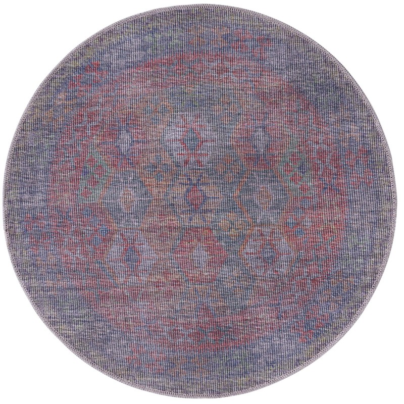 3' 3 x 3' 3 Fleming · Geometric diamond Washable Rug, rust and blue