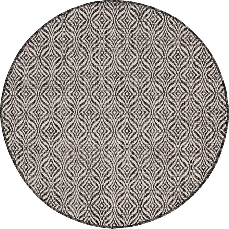 4' x 4' Fairley · Geometric Outdoor Rug, charcoal